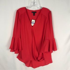 INC wrap flutter top